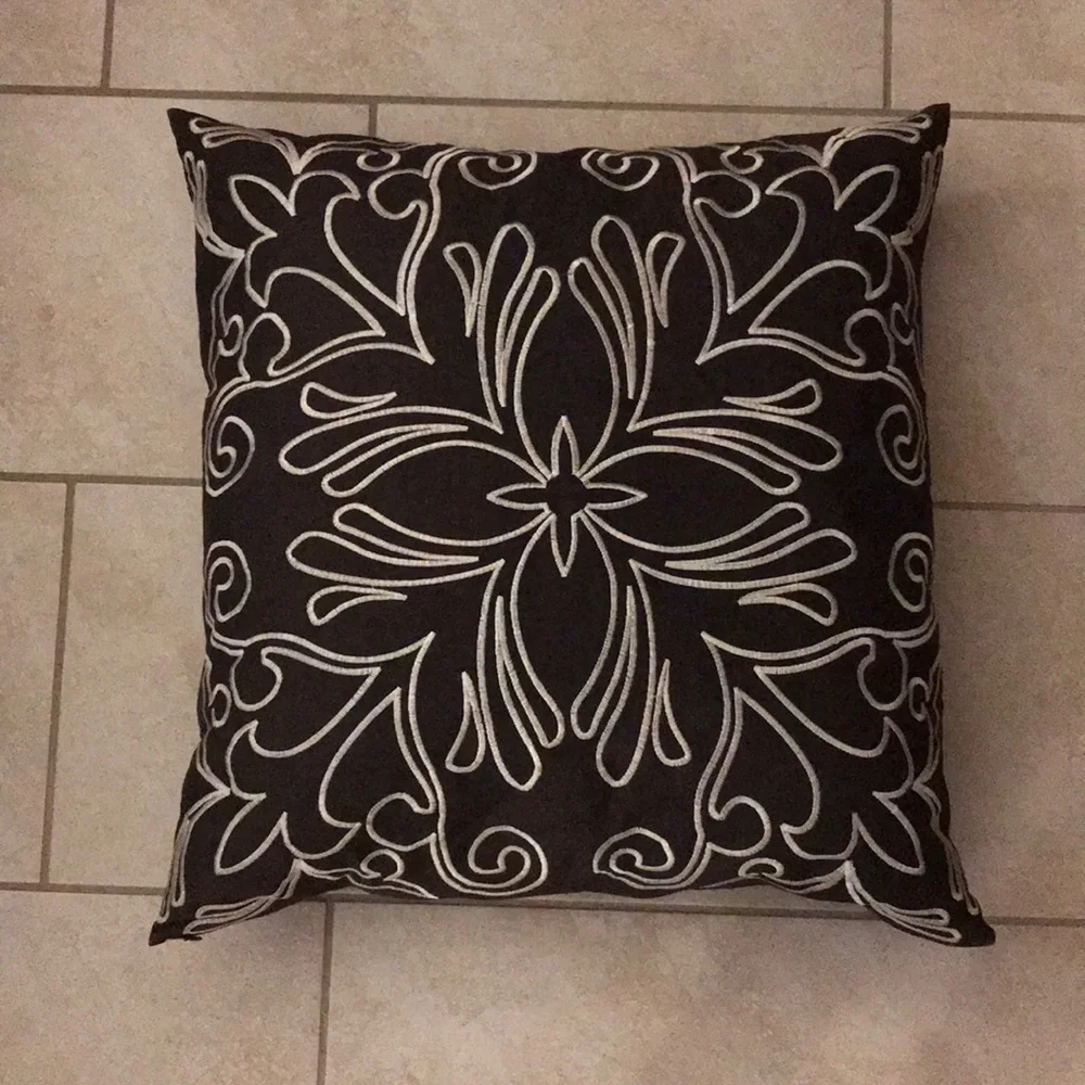 Decorative Throw Pillow Cover in Brown/White